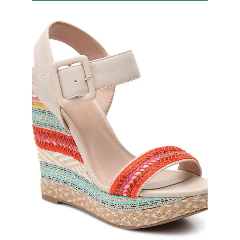 Mix No. 6 Jordie platform wedge heel multi-color striped espadrille design 8